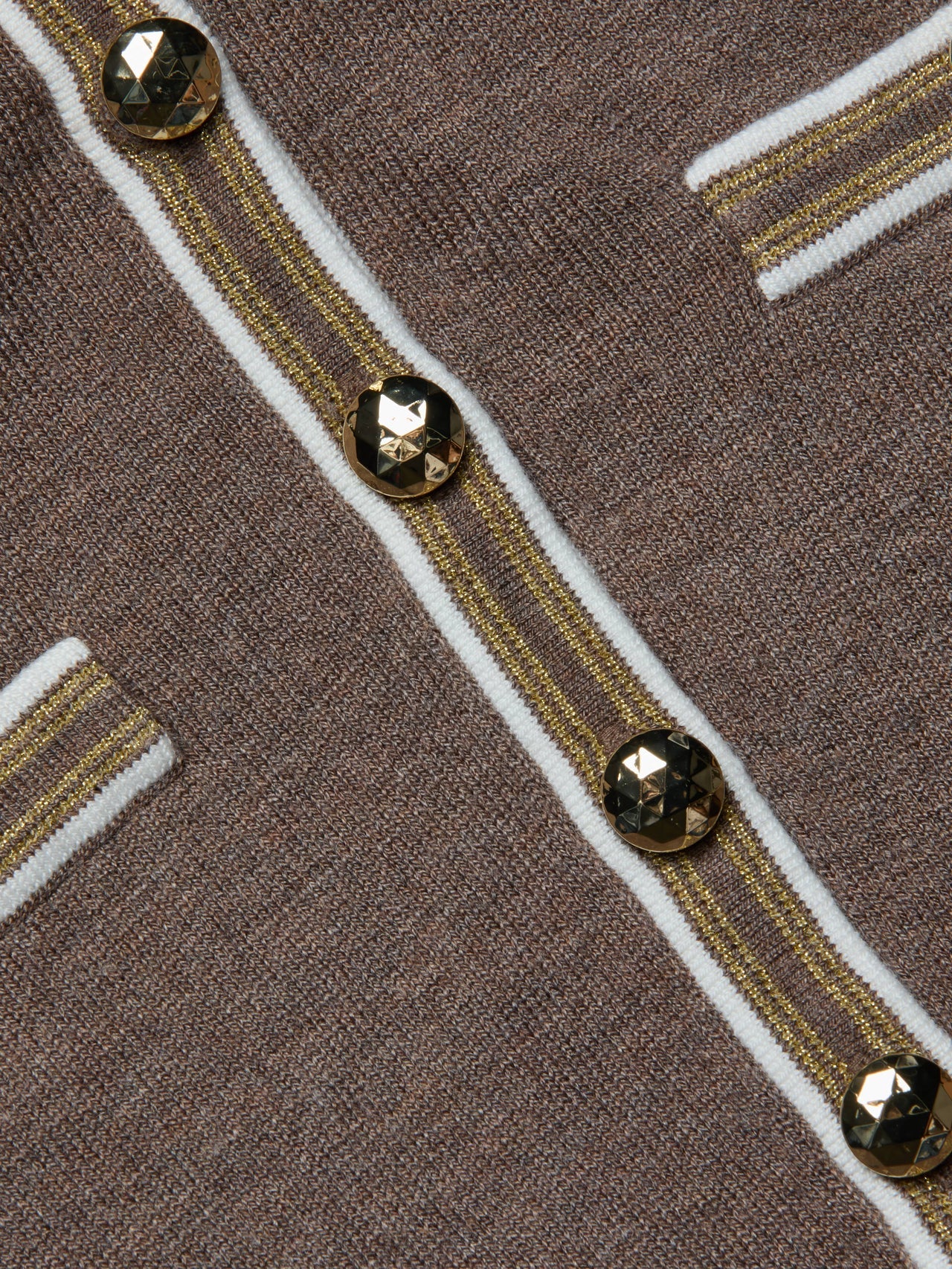 Masaki Cropped Sweater in Deep Taupe/Ivory/Gold | L'AGENCE discount
