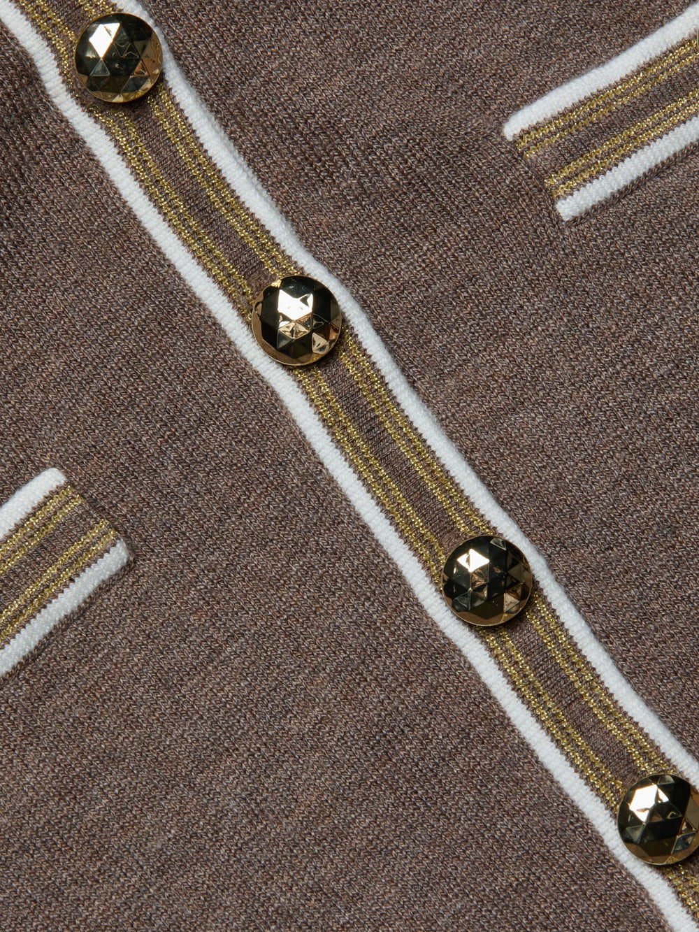 Masaki Cropped Sweater in Deep Taupe/Ivory/Gold | L'AGENCE discount