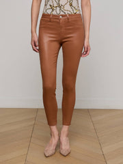 Margot Coated Cropped Skinny Jean in Cognac Coated | L'AGENCE US