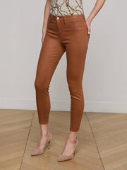 Margot Coated Cropped Skinny Jean in Cognac Coated | L'AGENCE US