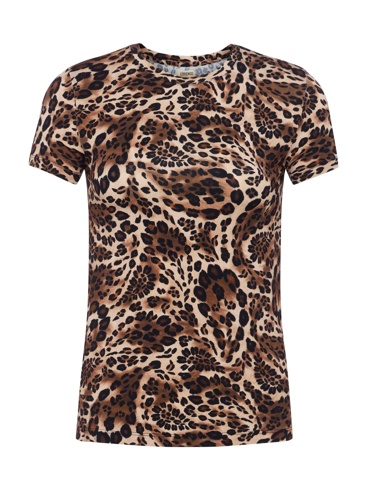 Ressi Fitted Tee in Cinnamon Swirl Paisley Leopard | L'AGENCE Women