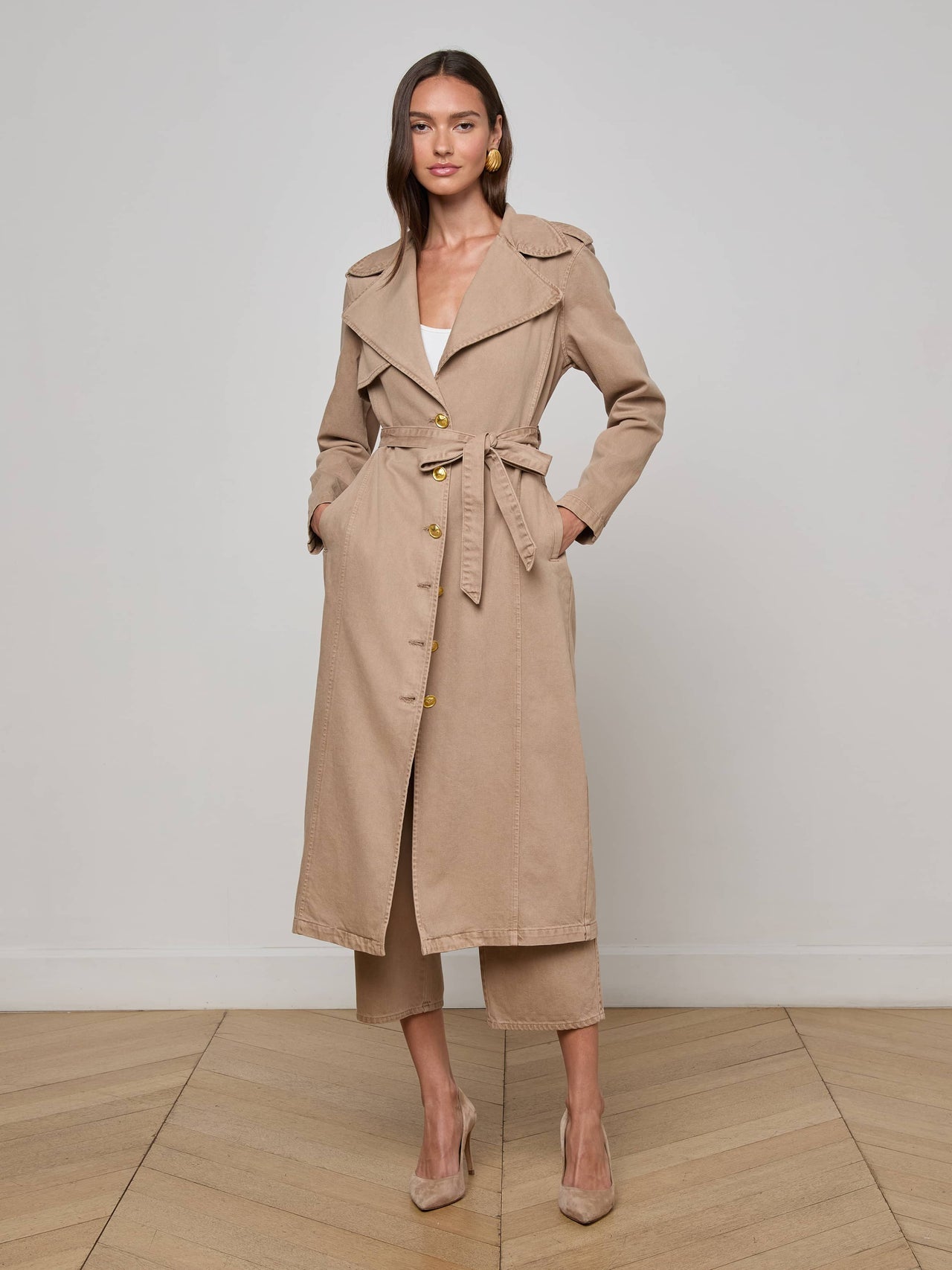 Zavia Jean Trench Coat in Dark Cappuccino | L'AGENCE sale
