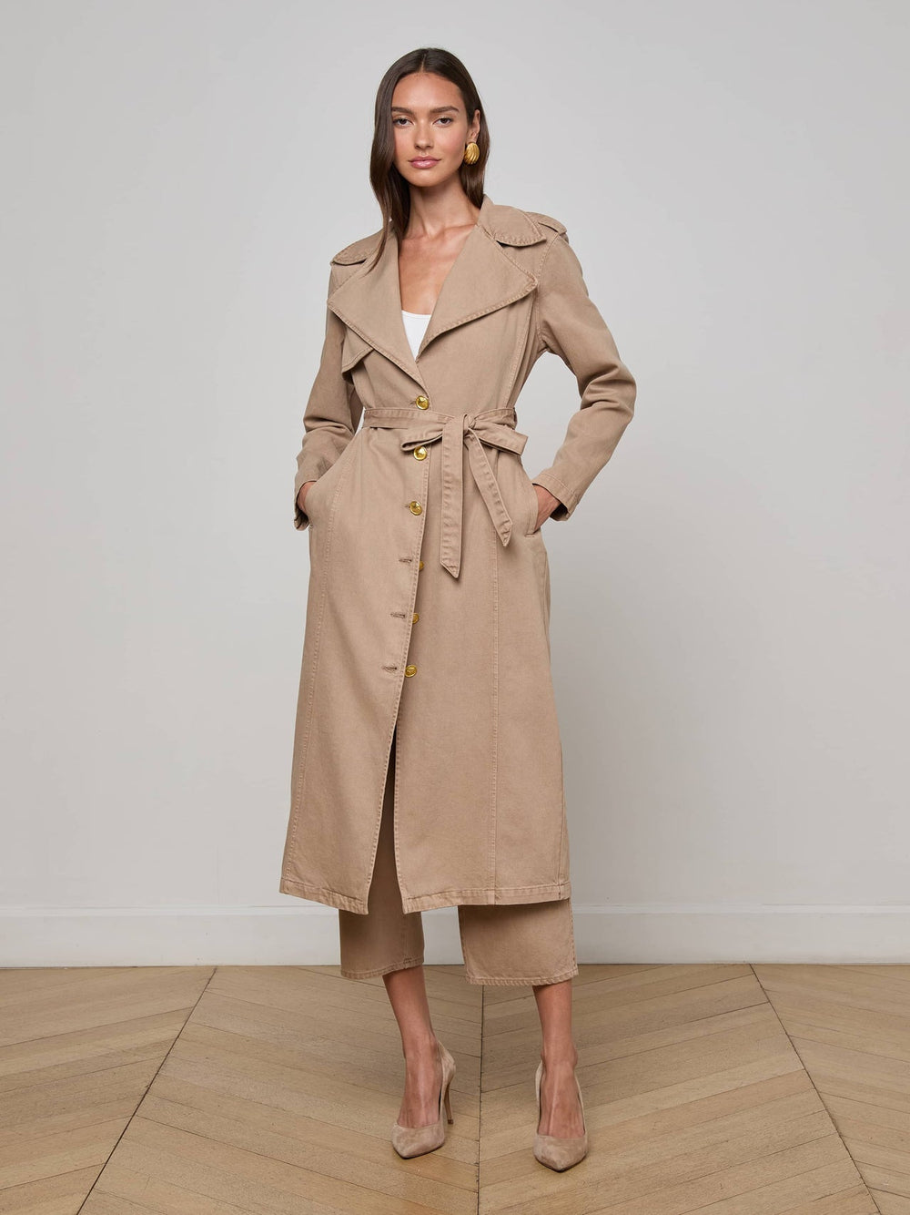 Zavia Jean Trench Coat in Dark Cappuccino | L'AGENCE sale