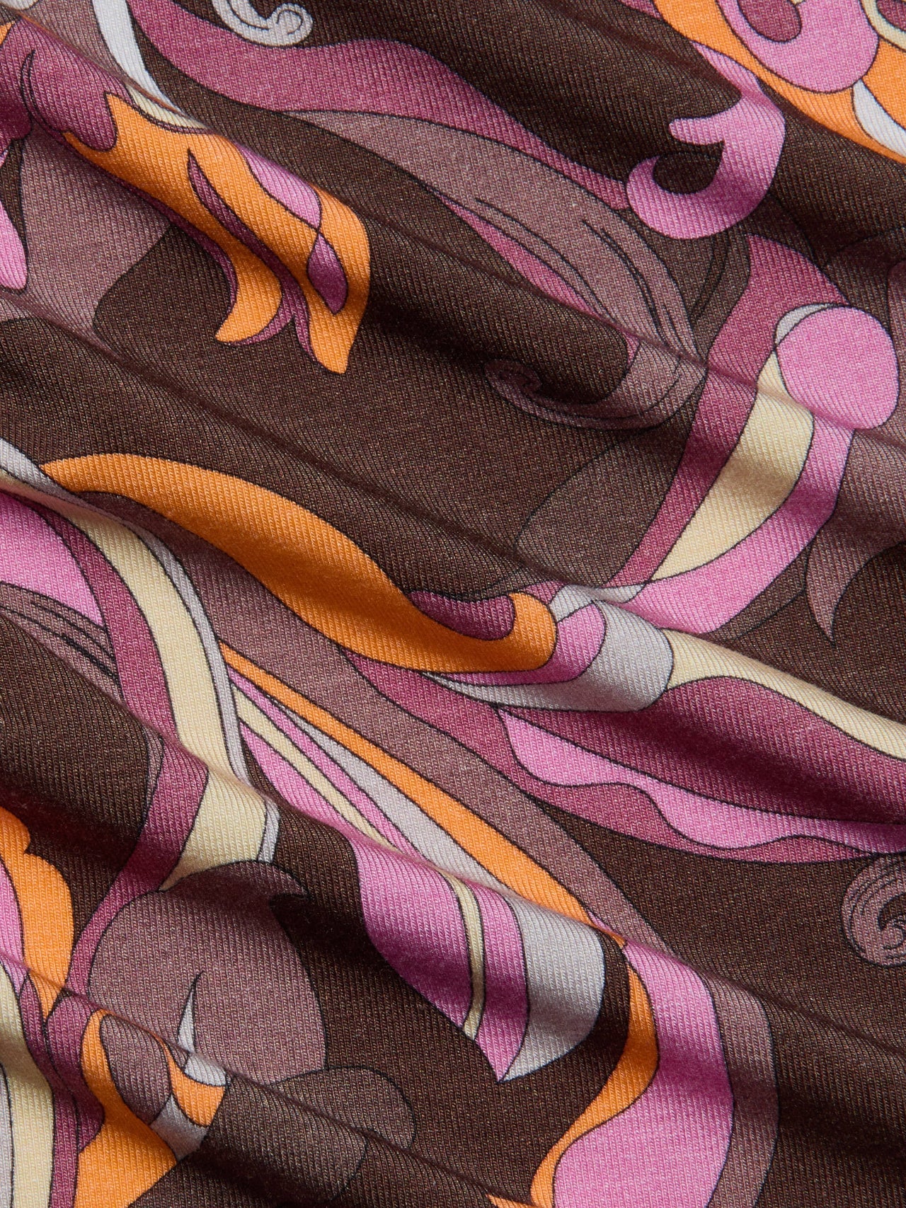 Ressi Fitted Tee in Brown/Pink Multi Abstract Paisley | L'AGENCE US