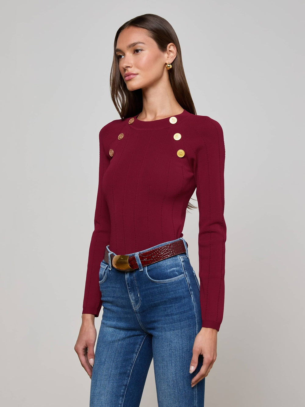 Gretchen Pullover in Black Cherry/Gold | L'AGENCE Women