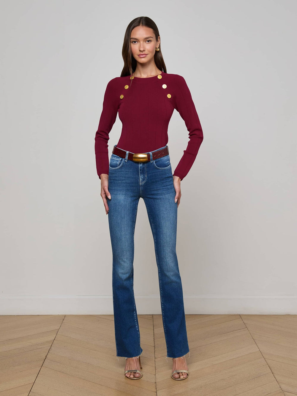 Gretchen Pullover in Black Cherry/Gold | L'AGENCE Women