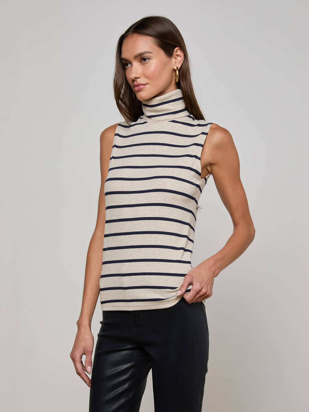 Ceci Sleeveless Turtleneck in Oat/Navy Stripe | L'AGENCE near me