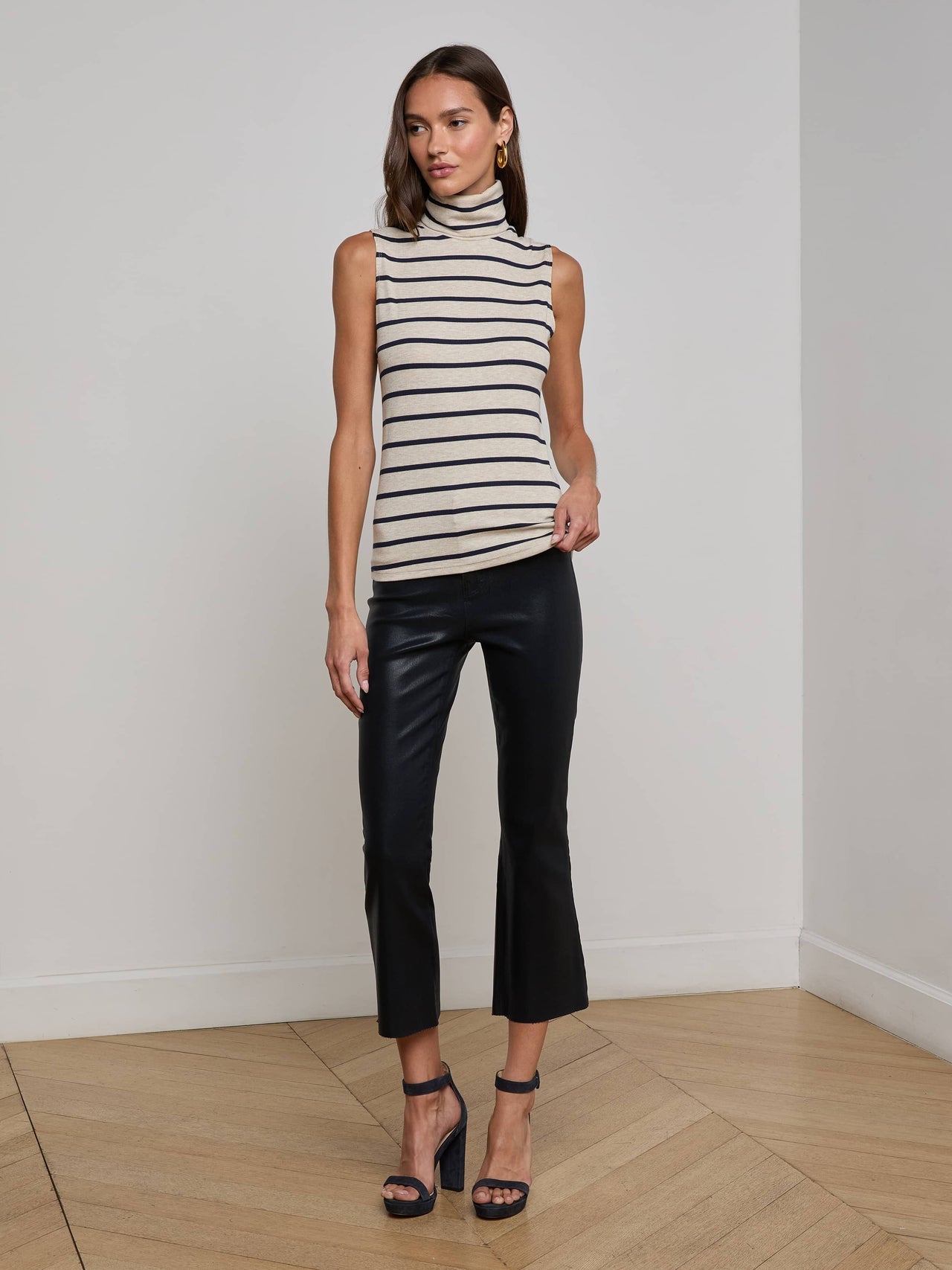 Ceci Sleeveless Turtleneck in Oat/Navy Stripe | L'AGENCE near me