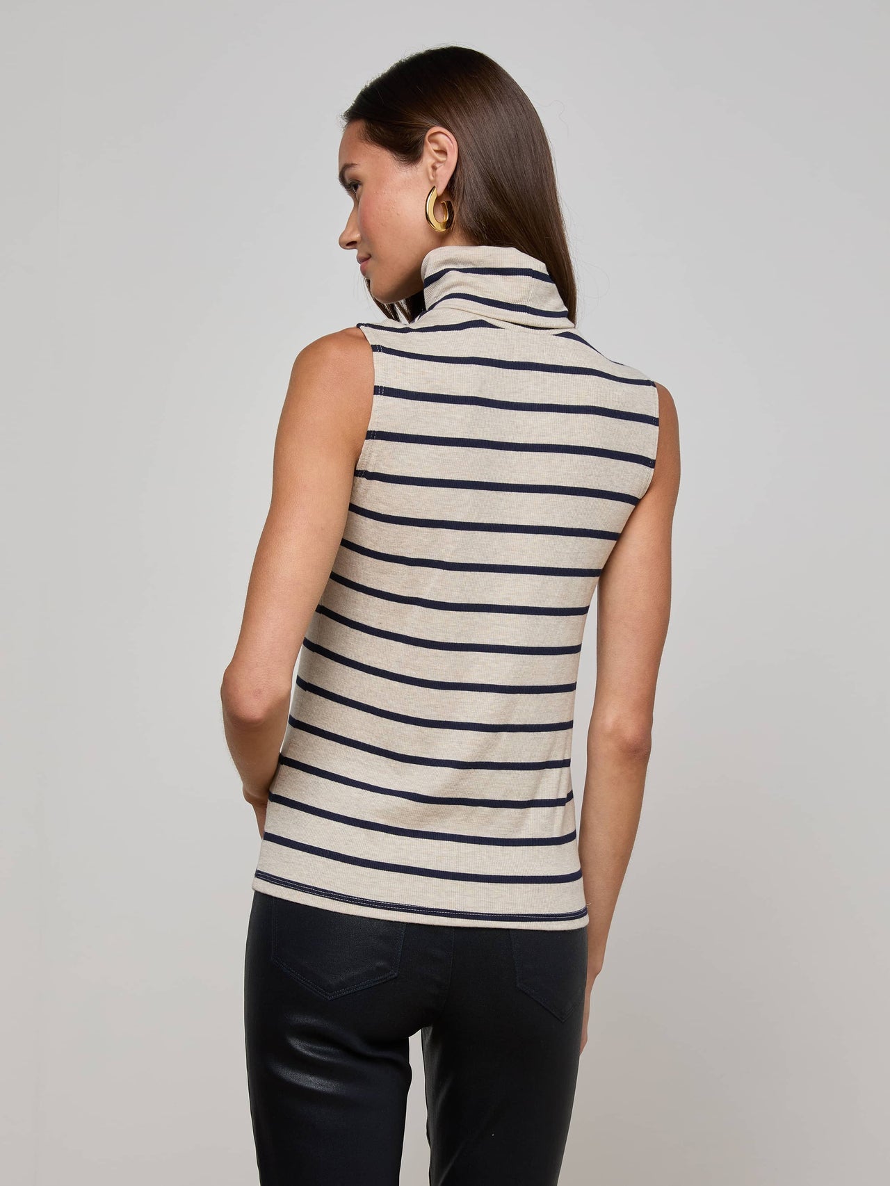 Ceci Sleeveless Turtleneck in Oat/Navy Stripe | L'AGENCE near me