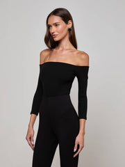 Evelyn Off-The-Shoulder Bodysuit in Black | L'AGENCE online