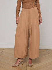 Novalynn Cropped Pleated Pant in Cinnamon Swirl | L'AGENCE Women