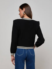Kaito Cropped Cardigan in Black/Ivory | L'AGENCE US