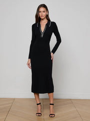 Yaretzi Knit Midi Dress in Black/White | L'AGENCE discount