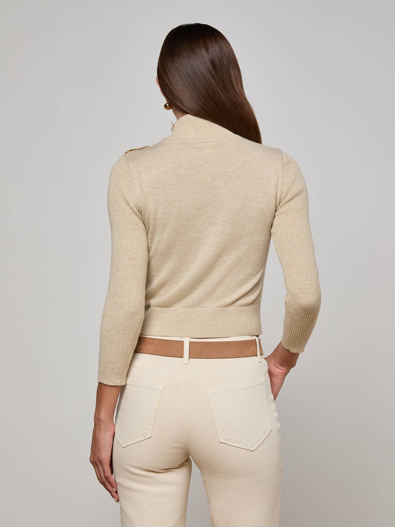 Kamdyn Mock-Neck Top in Warm Sand/Gold | L'AGENCE discount