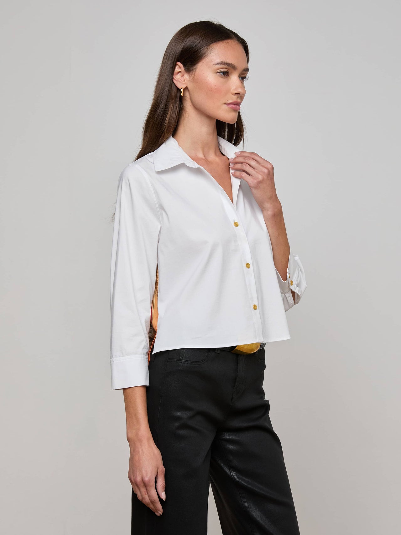 Fawn Vintage Travel Print Shirt in White/Multi L'AGENCE Voyage | L'AGENCE online