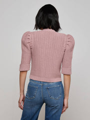 Delilah Cropped Cardigan in Light Mauve/Gold | L'AGENCE sale