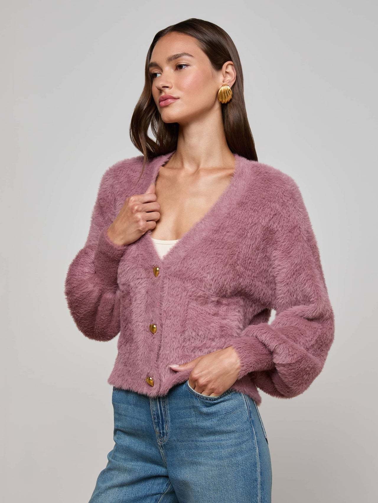 Harriet Cardigan in Mauve | L'AGENCE discount