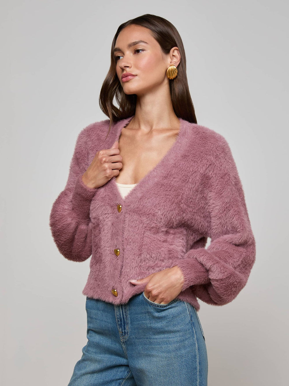 Harriet Cardigan in Mauve | L'AGENCE discount