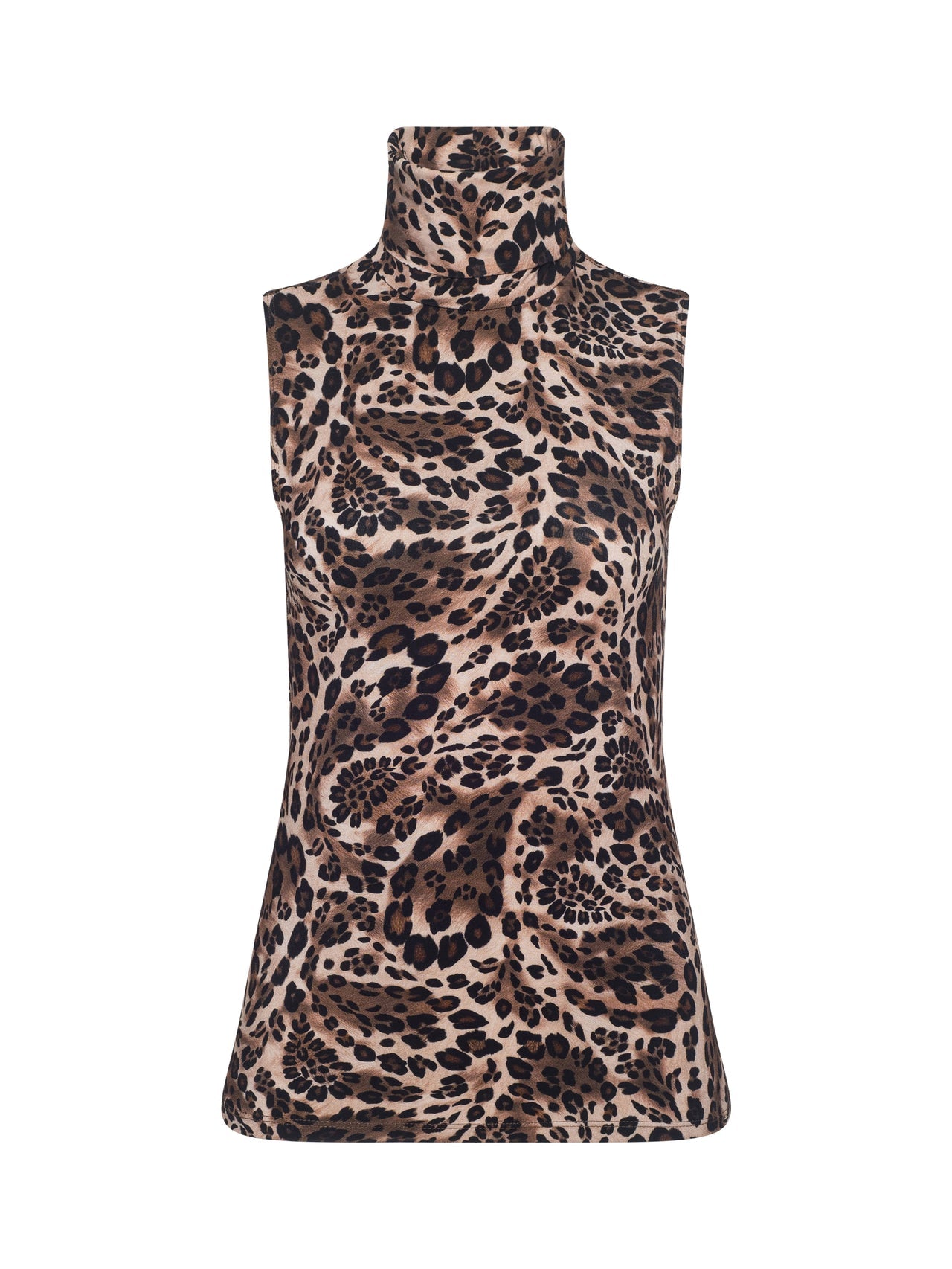 Ceci Sleeveless Turtleneck in Cinnamon Swirl Paisley Leopard | L'AGENCE online