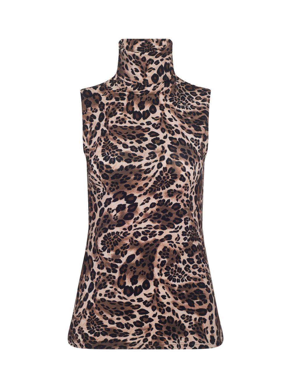 Ceci Sleeveless Turtleneck in Cinnamon Swirl Paisley Leopard | L'AGENCE online