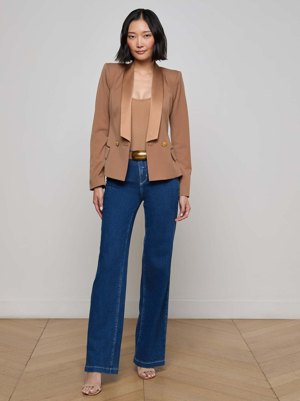 Imogen Satin Lapel Blazer in Cinnamon Swirl | L'AGENCE near me