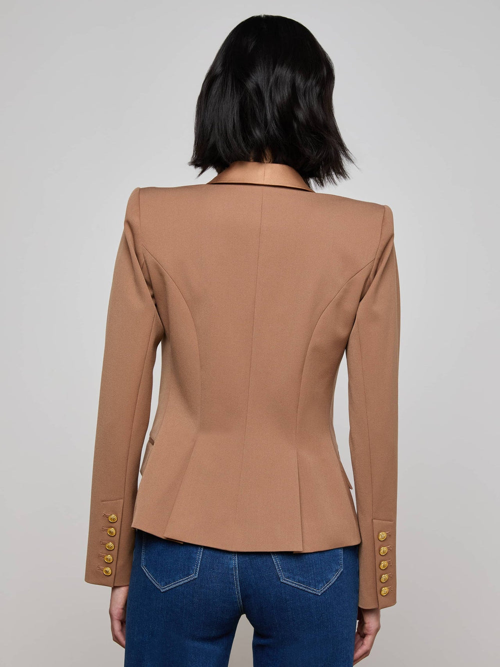 Imogen Satin Lapel Blazer in Cinnamon Swirl | L'AGENCE near me