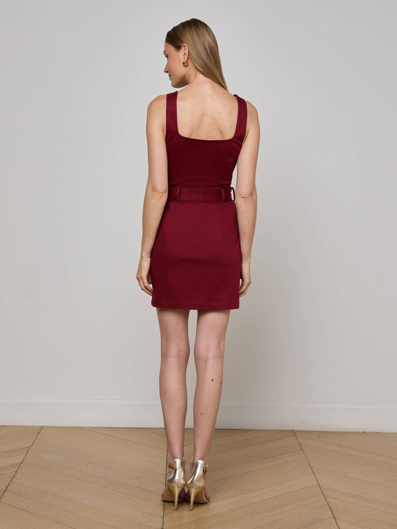 Midy Button-Front Dress in Black Cherry | L'AGENCE online