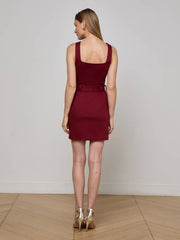 Midy Button-Front Dress in Black Cherry | L'AGENCE online
