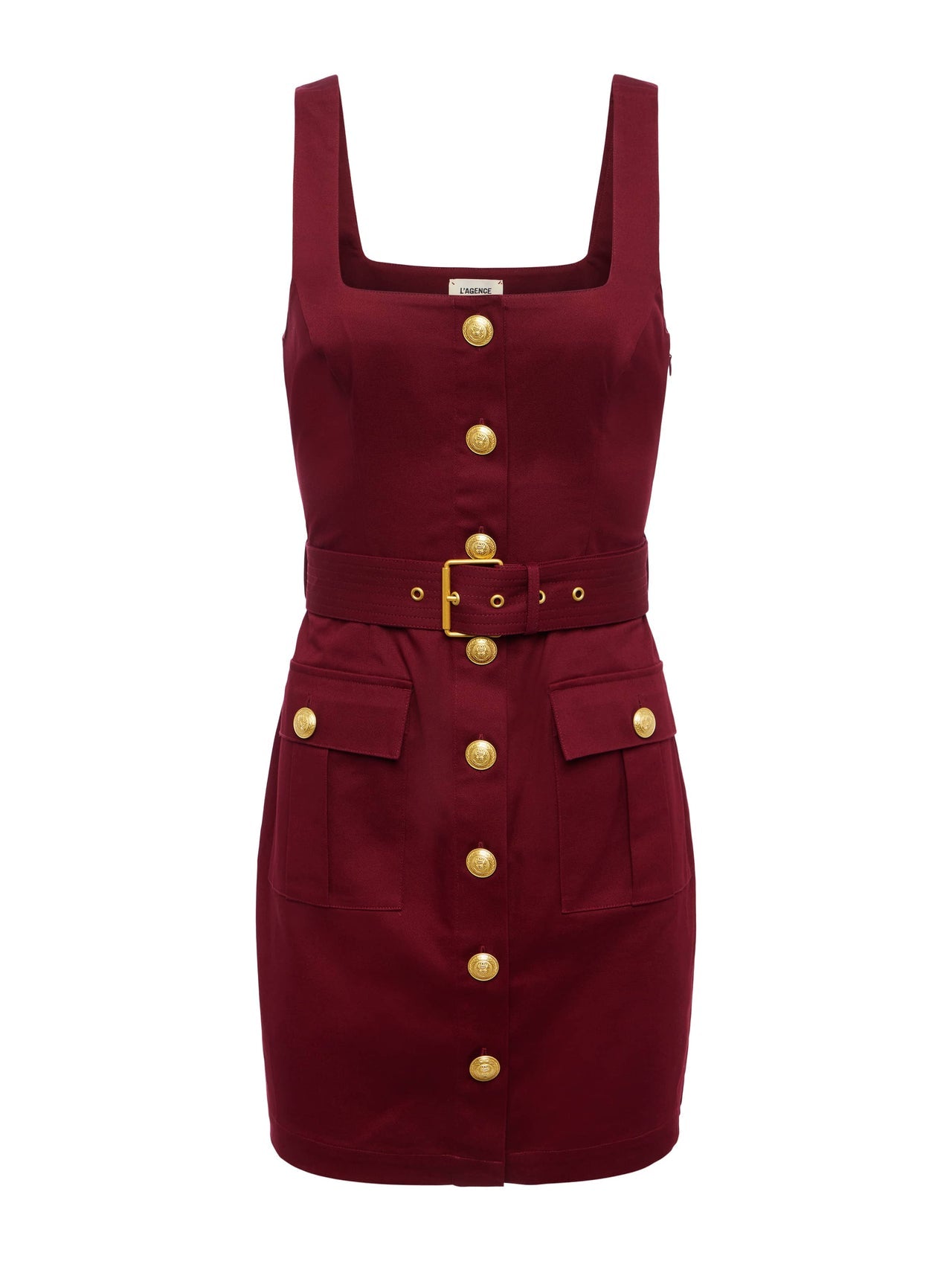 Midy Button-Front Dress in Black Cherry | L'AGENCE online