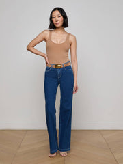 Nica Scoopneck Bodysuit in Cinnamon Swirl | L'AGENCE for sale