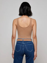 Nica Scoopneck Bodysuit in Cinnamon Swirl | L'AGENCE for sale
