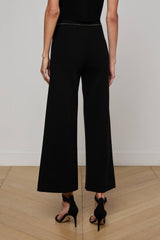 Madrid Wide Leg Knit Pant in Black/Gold | L'AGENCE discount