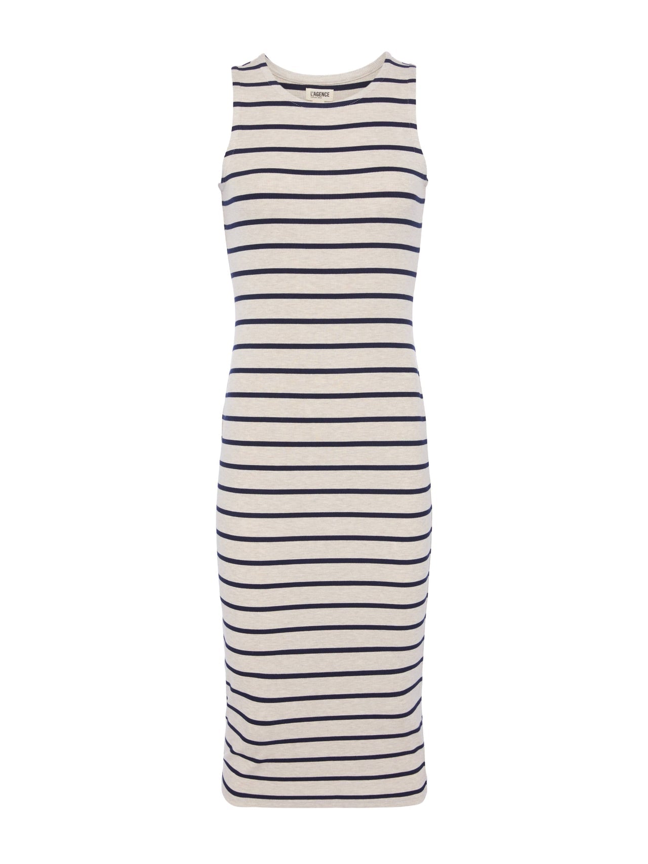 Nura Midi Tank Dress in Oat/Navy Stripe | L'AGENCE sale