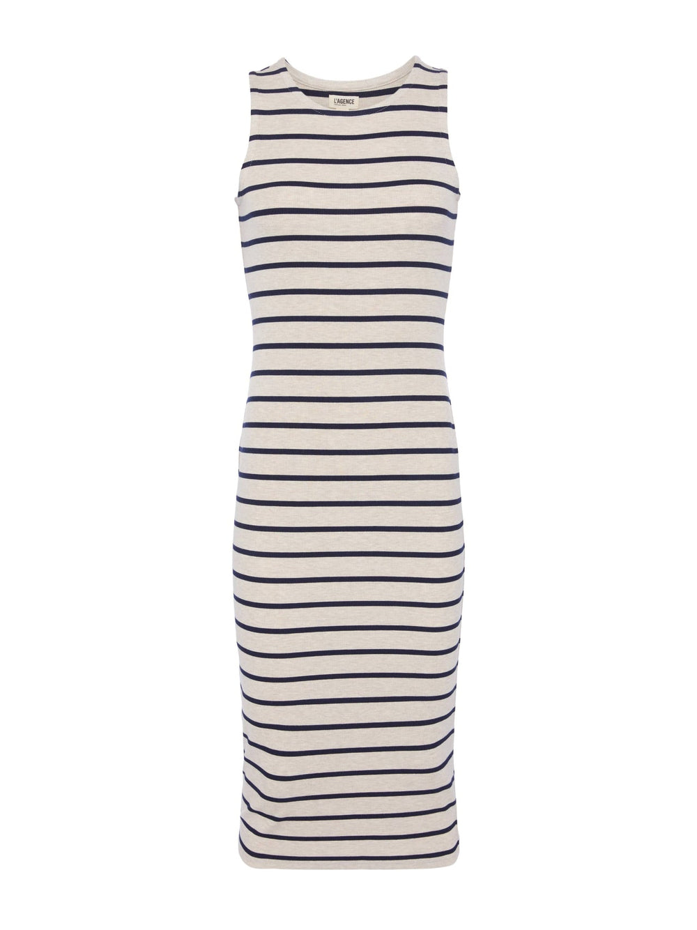 Nura Midi Tank Dress in Oat/Navy Stripe | L'AGENCE sale