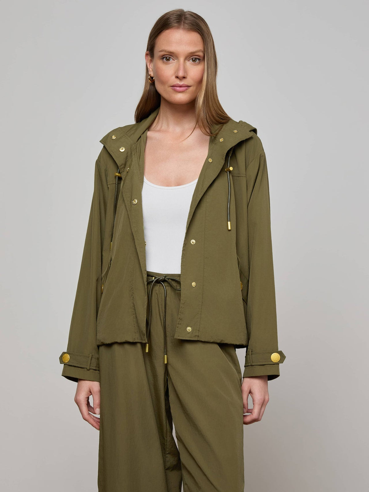 Geovana Hooded Windbreaker in Pine | L'AGENCE sale