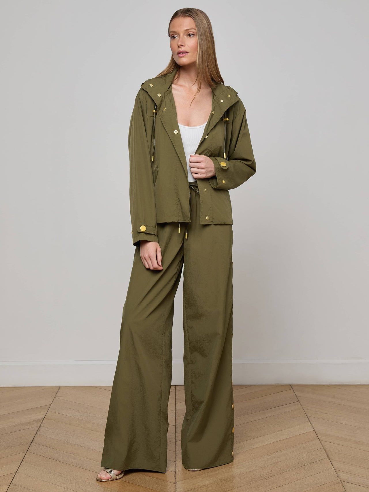 Geovana Hooded Windbreaker in Pine | L'AGENCE sale