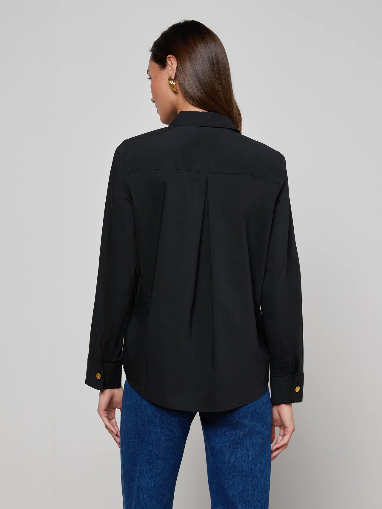 Ellery Button-Down Shirt in Black/Gold | L'AGENCE sale