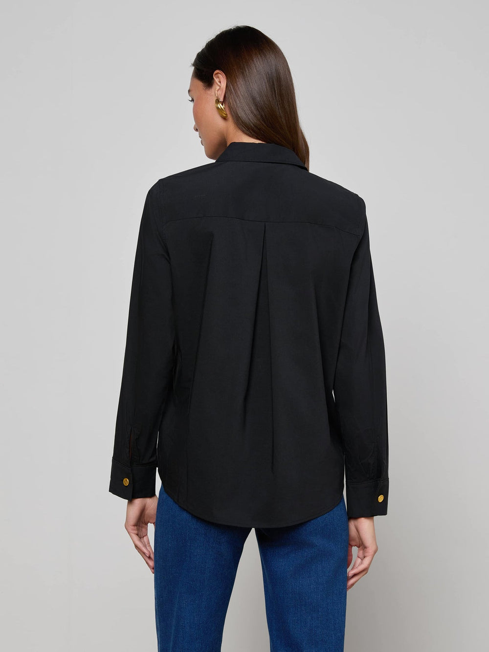 Ellery Button-Down Shirt in Black/Gold | L'AGENCE sale