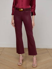 Kendra Coated Cropped Flare Jean in Dark Port Coated | L'AGENCE near me