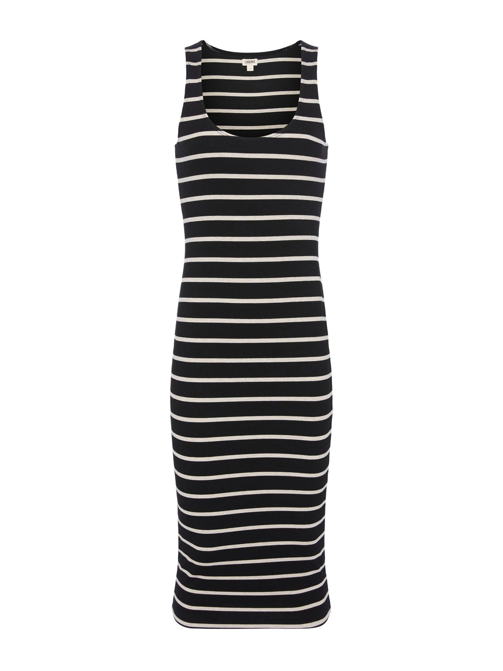 Ivanna Midi Tank Dress in Black/Oat Stripe | L'AGENCE Women