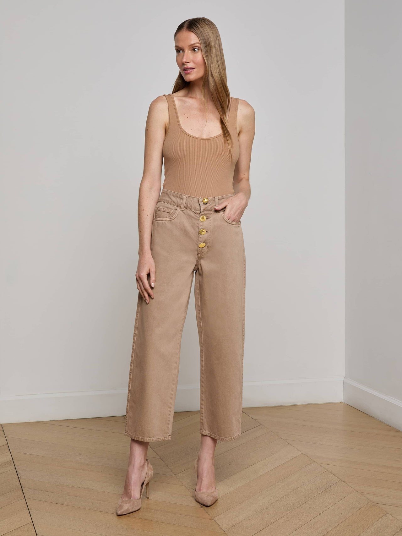 Liora Cropped Jean in Dark Cappuccino | L'AGENCE discount