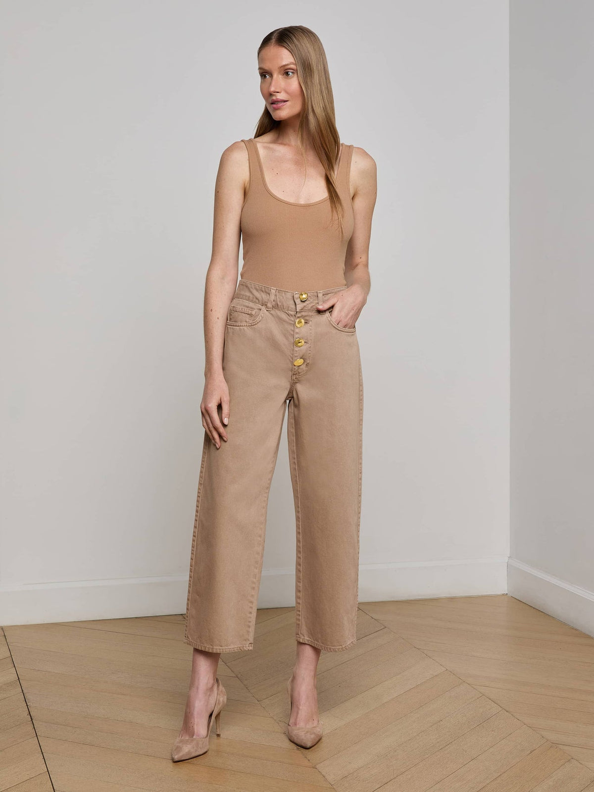 Liora Cropped Jean in Dark Cappuccino | L'AGENCE discount