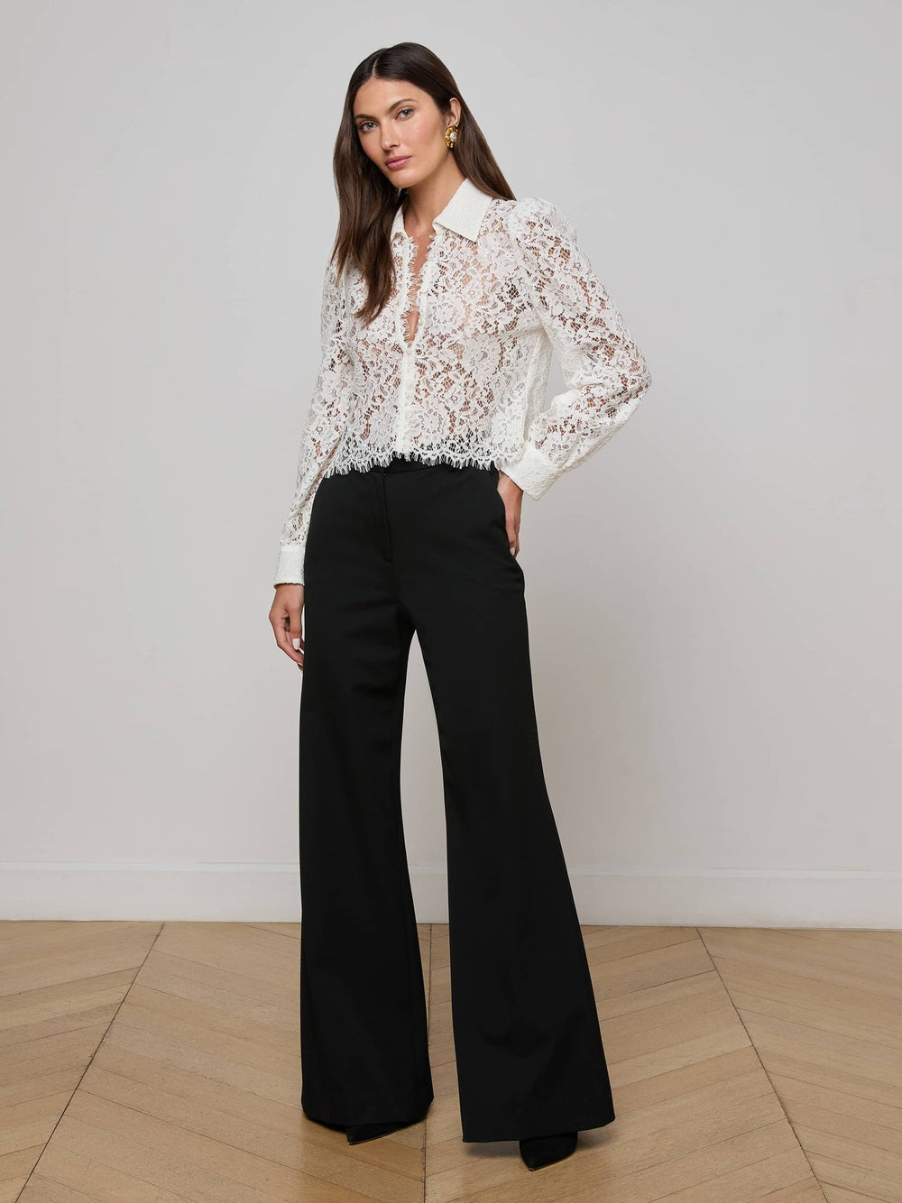 Anita Lace Blouse in Ivory | L'AGENCE online