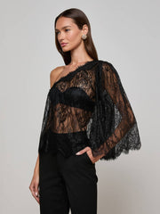 Vianna Lace Top in Black | L'AGENCE Women
