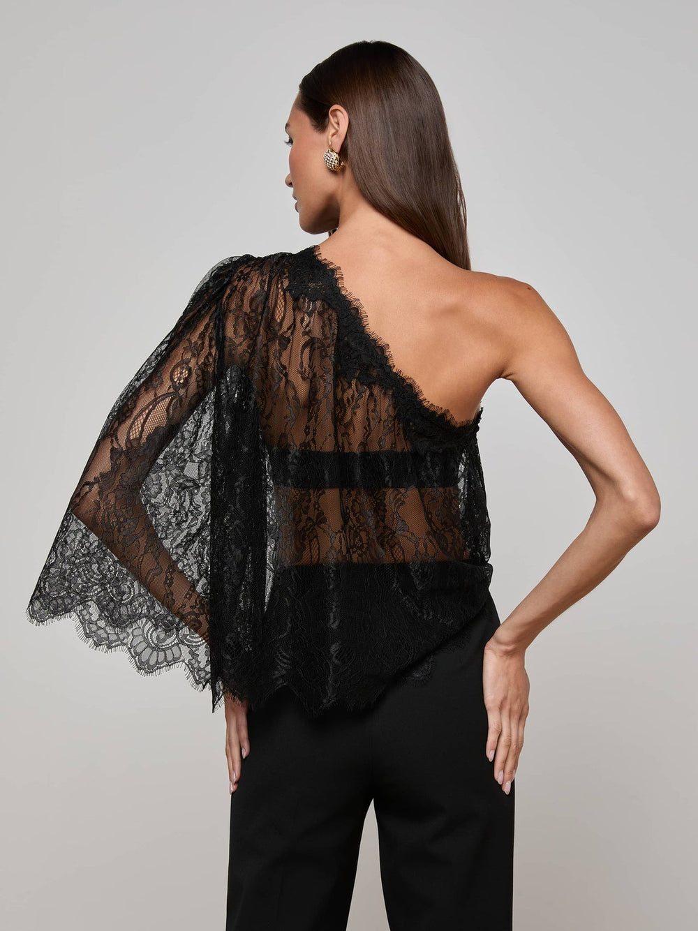 Vianna Lace Top in Black | L'AGENCE Women