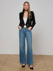 Elio Cropped Knit Blazer in Black/Gold | L'AGENCE online