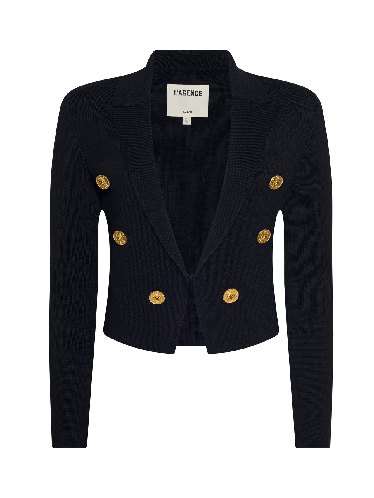 Elio Cropped Knit Blazer in Black/Gold | L'AGENCE online