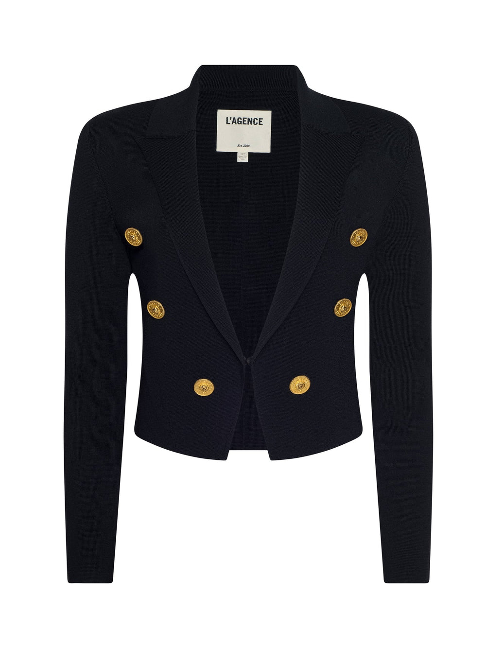 Elio Cropped Knit Blazer in Black/Gold | L'AGENCE online