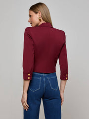 Kumi Cropped Jacket in Black Cherry | L'AGENCE US