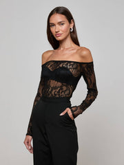 Peonie Lace Bodysuit in Black | L'AGENCE near me